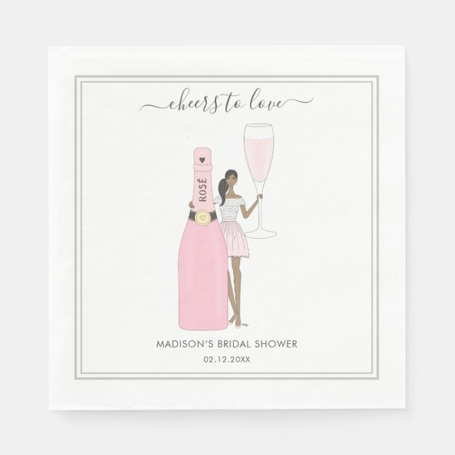 Serviette En Papier Fête des mariées Napkin - Rose Bubbly (Devant)