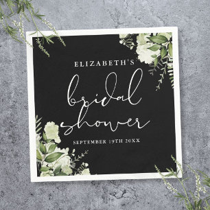 Serviette En Papier Fête des mariées Noire Et Blanc Élégante