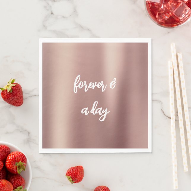 Serviette En Papier Fête des mariées or rose (En situation)