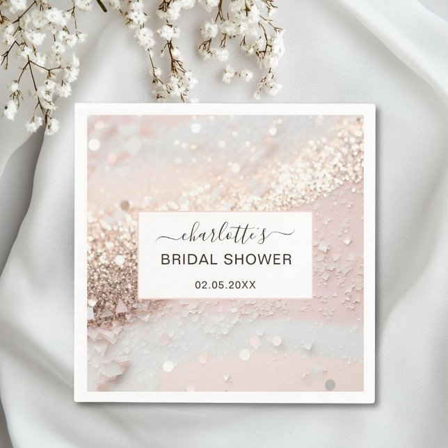 Serviette En Papier Fête des mariées Parties scintillant moderne (Personalized Modern Glitter Bridal Shower Napkins)