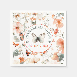 Serviette En Papier Fête des mariées PERSONNALISÉE D'Aquarelle Papillo