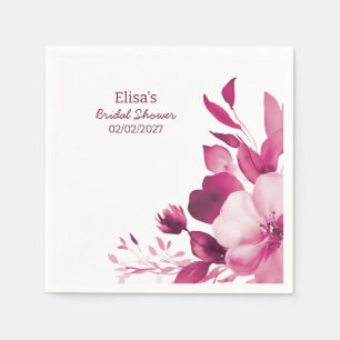 Serviette En Papier Fête des mariées personnalisée de l'aquarelle rose