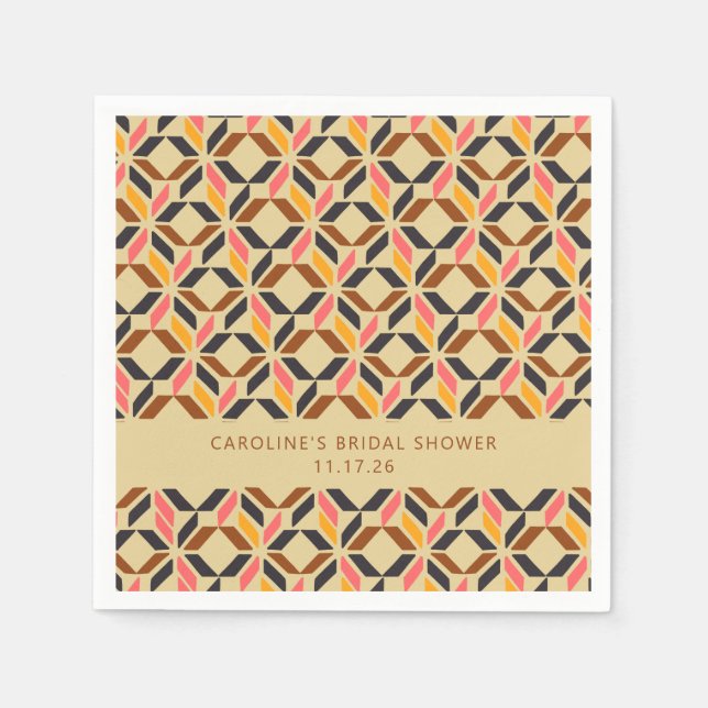 Serviette En Papier Fête des mariées personnalisée géométrique moderne (Devant)