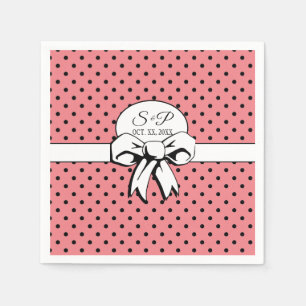 Serviette En Papier Fête des mariées Pois Vintages Bows PInk