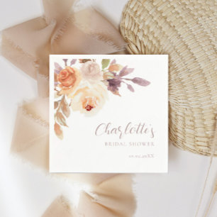 Serviette En Papier Fête des mariées Rose Boho Fall Foliage