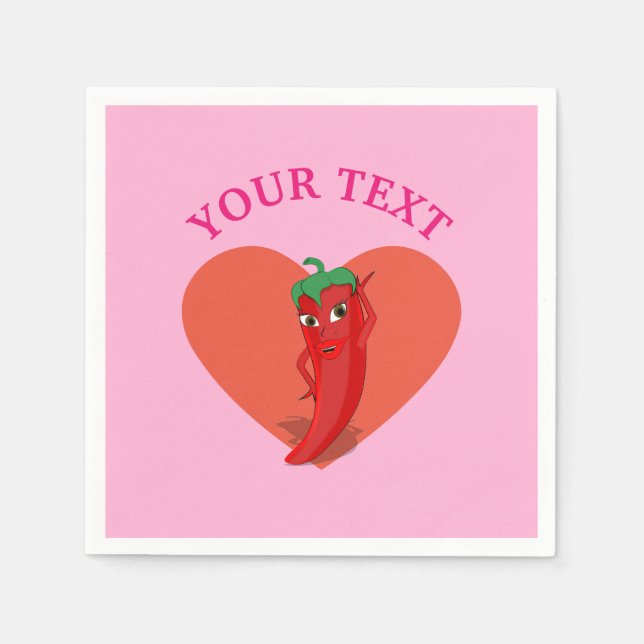 Serviette En Papier Fête des mariées Rose Fiesta Avec Rouge Hot Pepper (Devant)