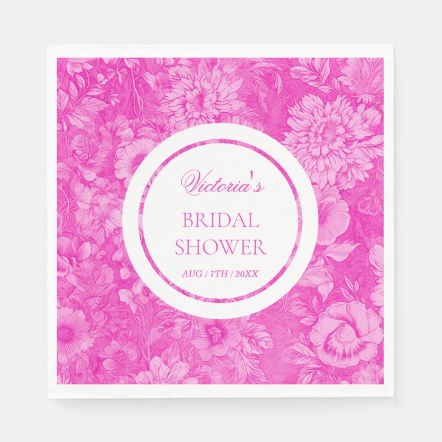 Serviette En Papier Fête des mariées rose Fleurs victoriennes (Devant)