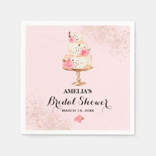 Serviette En Papier Fête des mariées rose Gold Cake Tea Party