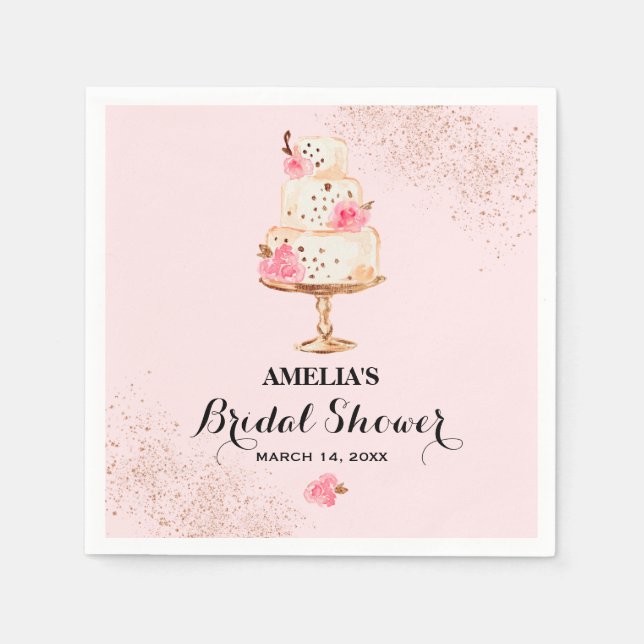 Serviette En Papier Fête des mariées rose Gold Cake Tea Party (Devant)