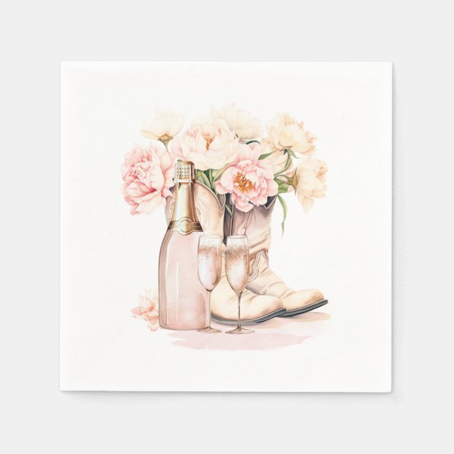 Serviette En Papier Fête des mariées Southern Cowgirl Boots Peonies (Devant)