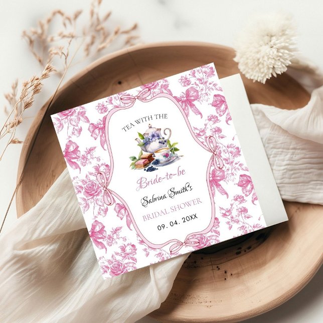Serviette En Papier Fête des mariées Tea Party Fleur sauvage rose (Créateur téléchargé)