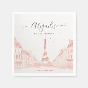 Serviette En Papier Fête des mariées Tour Eiffel Peach Rose Chic