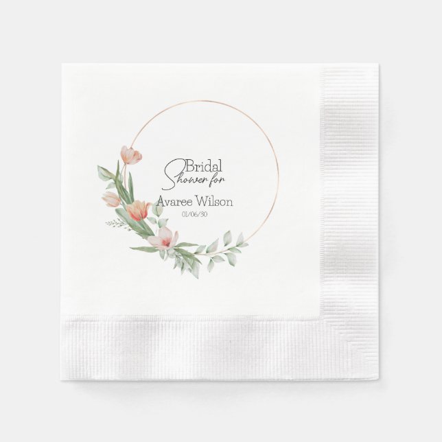 Serviette En Papier Fête des mariées Tulipes d'aquarelle rose (Devant)