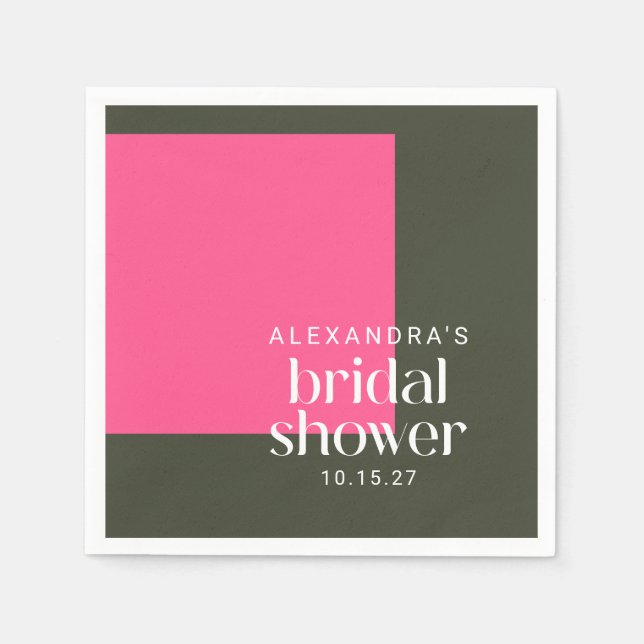 Serviette En Papier Fête des mariées vert rose Super brillant (Devant)