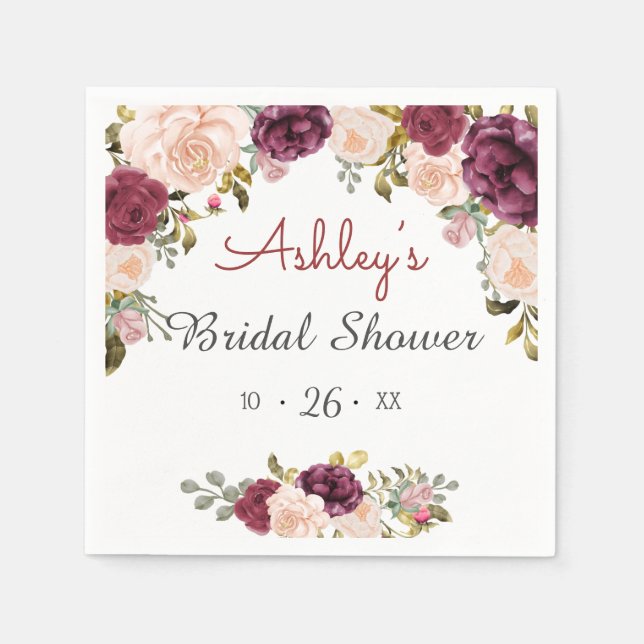 Serviette En Papier Fête des mariées verte Bourgogne Marsala Rouge Flo (Devant)