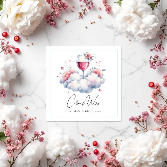 Serviette En Papier Fête des mariées Vin Cloud (Cloud Wine Bridal Shower Napkins)