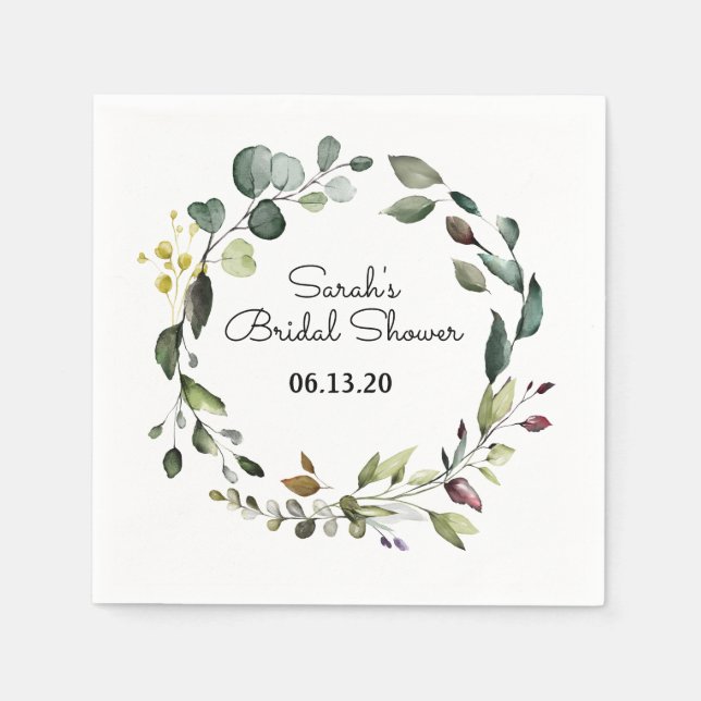 Serviette En Papier Fête des mariées Vin vert Napkin Wreath (Devant)