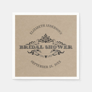 Serviette En Papier Fête des mariées Vintage de cadre rustique Kraft