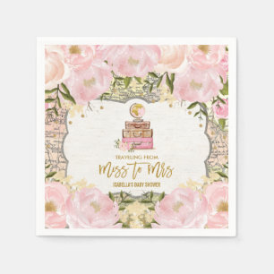 Serviette En Papier Fête des mariées Vintage voyage / Pastel Pink Flor
