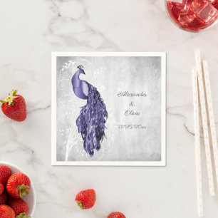 Serviette En Papier Fête des mariées violet Peacock