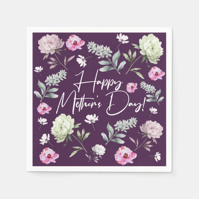 Serviette En Papier Fête des mères florales (Devant)