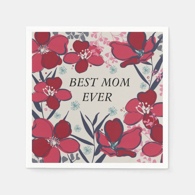 Serviette En Papier Fête des mères meilleure mère jamais fleurie (Devant)