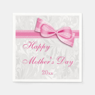 Serviette En Papier Fête des Mères Party Damassé et Nœud