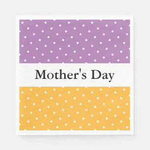 Serviette En Papier Fête des Mères Points Violets Orange Blanc Rayures