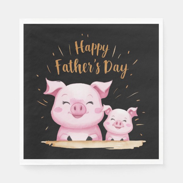 Serviette En Papier Fête des pères joyeuse de porc (Devant)