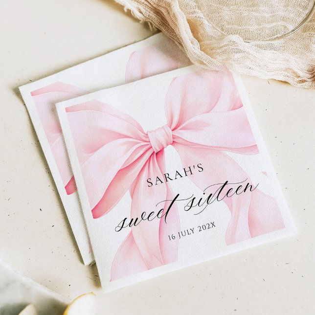Serviette En Papier Fête des seize ans ruban rose (Créateur téléchargé)
