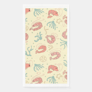 Serviette En Papier Fête d'été aux crevettes dessinées à la main de ma
