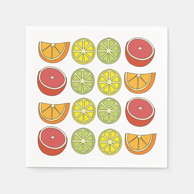 Serviette En Papier Fête d'été aux fruits citrins (Devant)