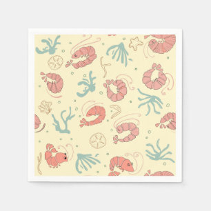 Serviette En Papier Fête d'été crevettes dessinées à la main de manièr