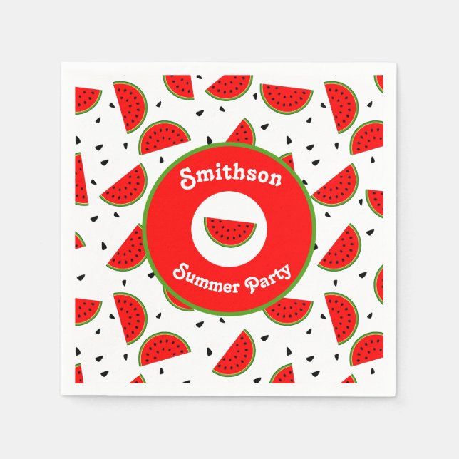 Serviette En Papier Fête d'été des pastèques gaies (Devant)