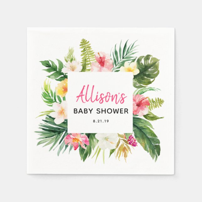 Serviette En Papier Fête d'été Tropical Baby shower Papier Napkin (Devant)