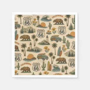 Serviette En Papier Fête d'évasion sur l'ancienne route californienne