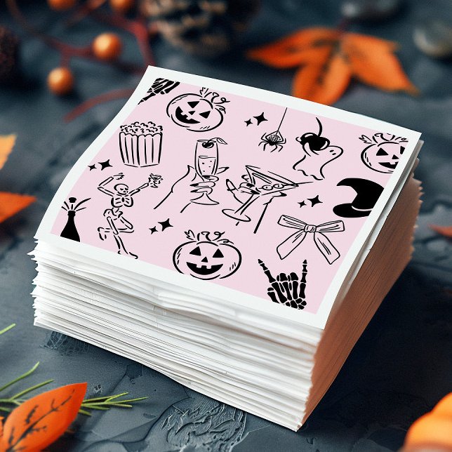 Serviette En Papier Fête d'Halloween à main rose (Créateur téléchargé)