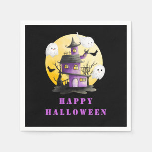 Serviette En Papier Fête d'Halloween avec Maison hantée et Fantômes