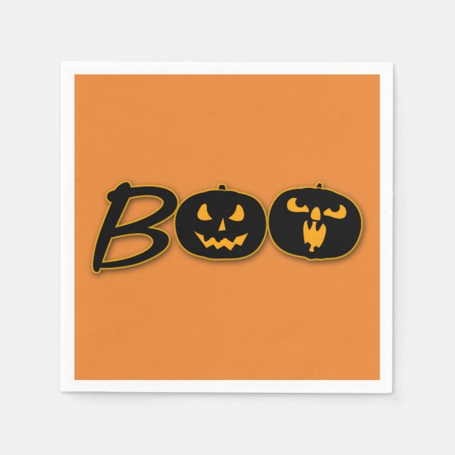 Serviette En Papier Fête d'Halloween Célébration BOO Citrouilles (Devant)