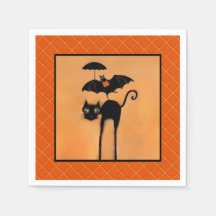 Fête d'Halloween Chat Noir et Chauve-souris