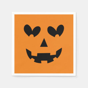 Serviette En Papier Fête d'Halloween Citrouille Cœur Joyeux Orange et