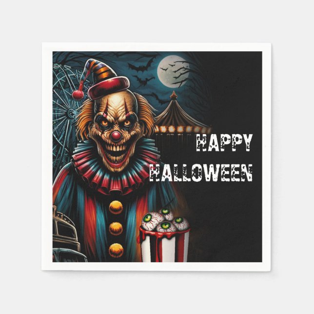 Serviette En Papier Fête d'Halloween Clown du Carnaval déplaisant (Devant)