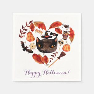 Serviette En Papier Fête d'Halloween d'automne à l'aquarelle Mignonne