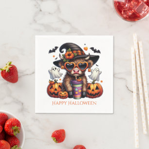 Serviette En Papier Fête d'Halloween de vache des Highlands drôle mign