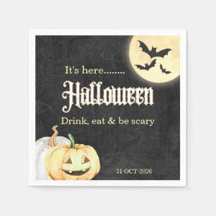 Serviette En Papier Fête d'Halloween d'entreprise Simple Noir Or