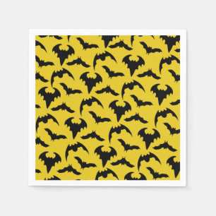 Serviette En Papier Fête d'Halloween des Chauves-Souris Jaunes et Noir