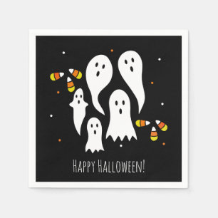 Serviette En Papier Fête d'Halloween Fantômes et Maïs de Bonbon Noir O