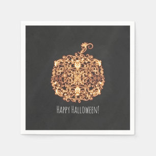 Serviette En Papier Fête d'Halloween Filigree Orange brillant Citrouil