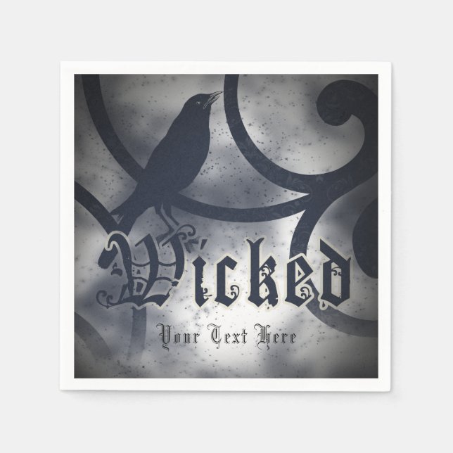 Serviette En Papier Fête d'Halloween méchante Costume de corbeau noir  (Devant)