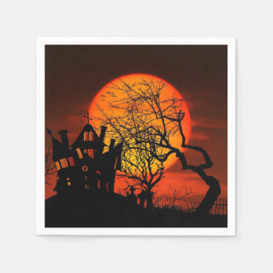 Serviette En Papier fête d'Halloween orange et noir